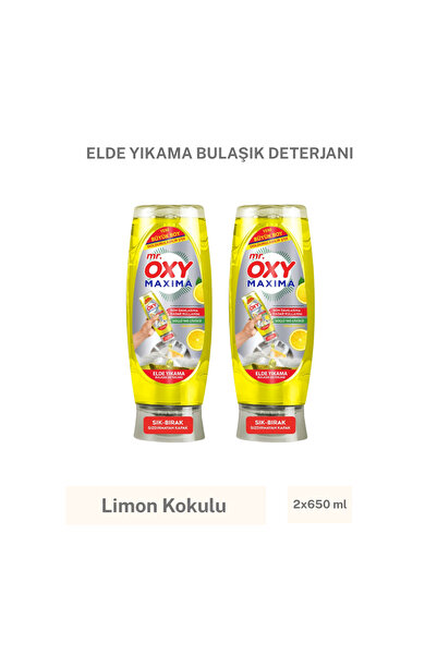 MR.OXY Mr. Oxy Maxima Elde Yıkama Bulaşık Deterjanı 650 ml- Limon Kokulu İkili