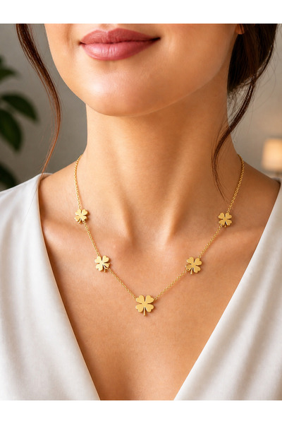 VEGALUXE Gold Renk Yoncalı Minimal Zarif Kolye