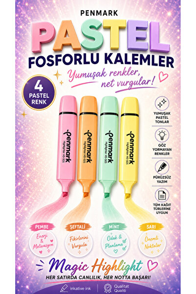 ANI OFİS KIRTASİYE A K 4'lü Pastel Fosforlu Kalem Seti - Soft Pastel Renkler ...