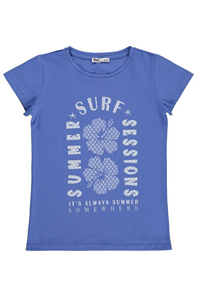 Civil Girls Summer Surf Sessions Baskılı 10-13 Yaş Tişört - Mavi 11-12 Yaş