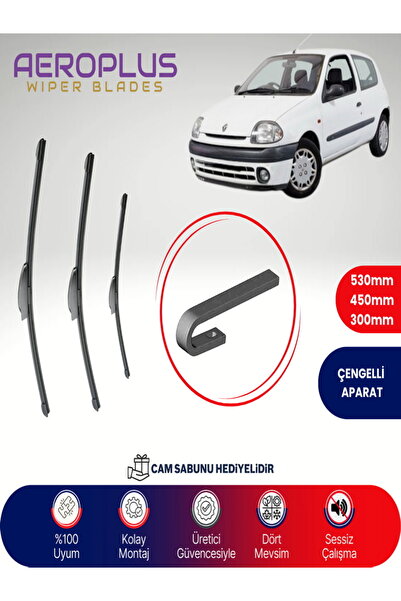 Aeroplus Renault Clio 2 Uyumlu Ön Arka Muz Silecek Takımı 1998-2005