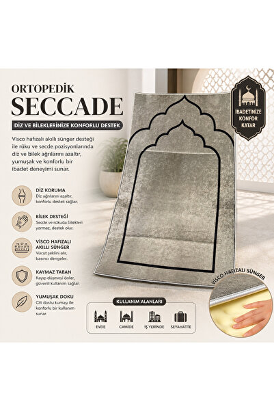 Fabrix Home Secdeyolu Ortopedik Seccade (Kadife Dua kitabı + Zikirmatik Hediy...