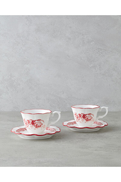 English Home Carmine Porselen 4 Parça 2 Kişilik Çay Fincanı Takımı 200 ml Kır...