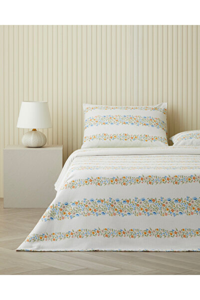 English Home Maisy Baskılı Pamuklu Tek Kişilik Pike Takımı 150x220 cm Mavi