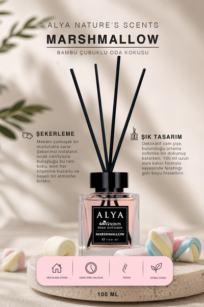 ALYA Nature's Scents Marshmallow Bambu Çubuklu Oda Kokusu