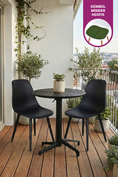 VİLİNZE Tilia Plastik Bahçe Balkon Bistro Seti Katlanır Masa 60*60 cm