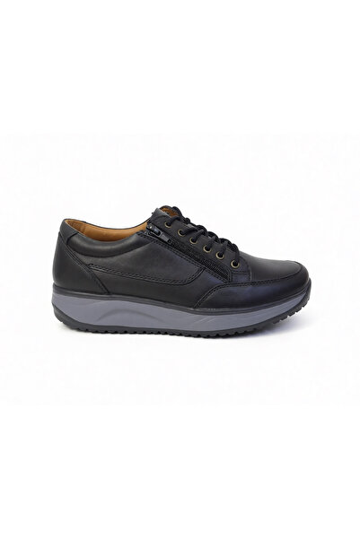 Budaks Men's Black Lace-Up Zippered Genuine Leather Daily Walking Shoes Comfo...