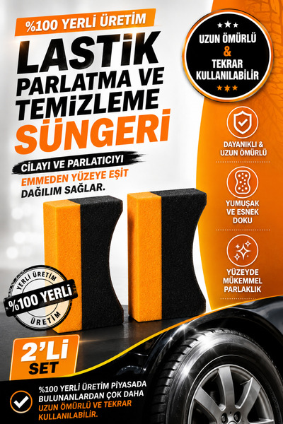 Lenaren 2’li Lastik Parlatma & Temizleme Süngeri Turuncu – Yerli Üretim, Orij...
