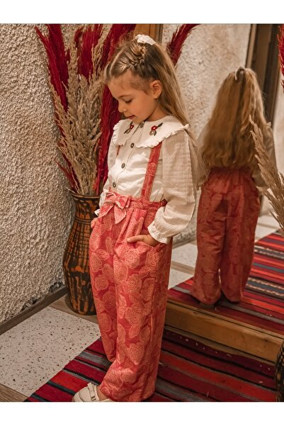 Momercy Floral Embroidery Collar Shirt and Overalls Children's Set, Birthday ...