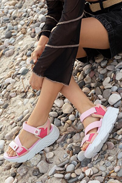 sandal spor Sandale casual sport Faylon pentru femei, cu talpă cu pană și vel...