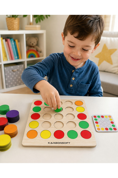 karbonsoft Montessori Egitici Ahsap Oyuncak, Egitici Kutu Oyunu, Ahsap Esleme Oyuncagı, Renk Esleme-Bulmaca