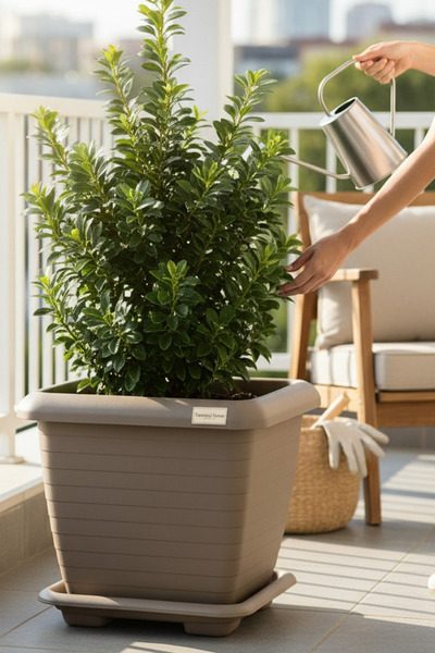 TEMMUZ HOME 1 Adet Hisar Kare Saksı 25,5 Litre Büyük Boy Ev Bahçe Balkon ve O...