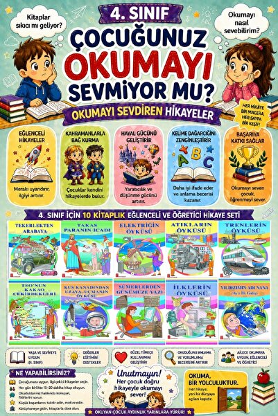 Ata Yayıncılık 4.Sınıf Okumayı Sevdiren 10 lu Hikaye Seti 5 (80 Sayfa)