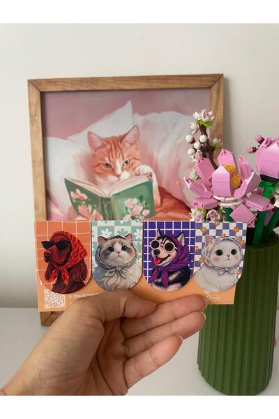 tinystoriestr Cat / Dog Themed 2 Book Markers - 8 Pieces