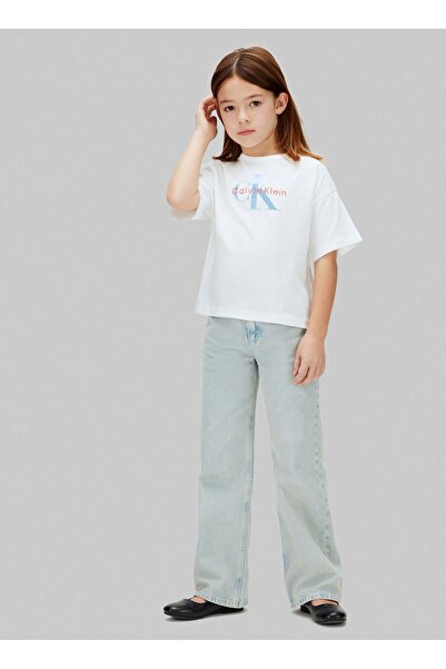 Calvin Klein White Girls' Printed T-Shirt Lvcksja20Gyaf