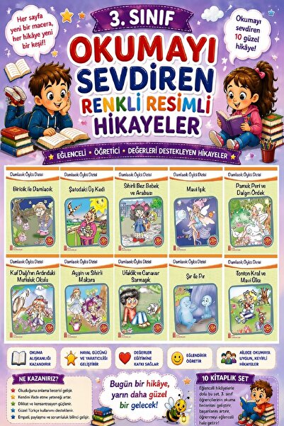 Ata Yayıncılık 3.Sınıf Okumayı Sevdiren Renkli Resimli Hikayeler 3 - 10 Kitap