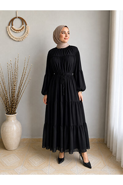 Efulim Womens İpli Salaş Şifon Elbise
