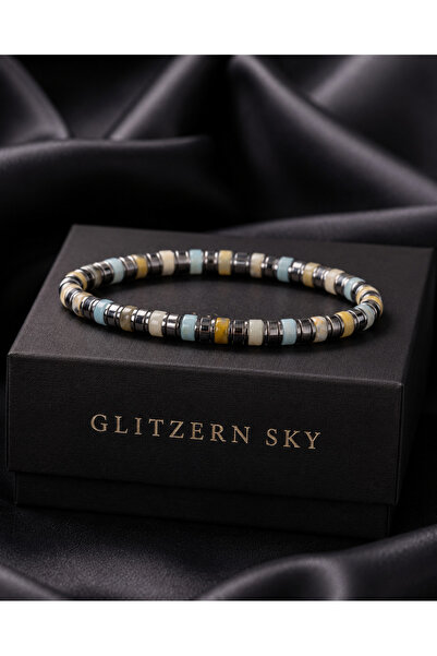 nss sky rock Cylinder Cut Natural Stone Bracelet Minimal Elegance with 4mm Th...