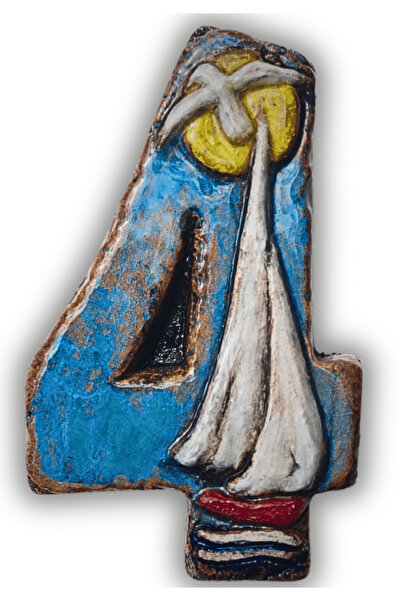 toprakanaart El Yapımı Deniz Temalı Seramik Kapı No - 8x13 cm - Akdeniz/Ege r...