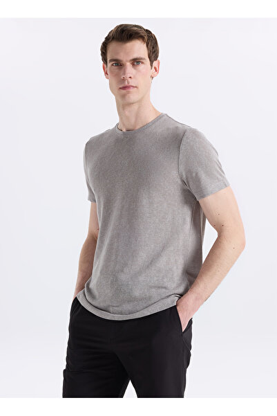 Fabrika Gri Erkek Slim Fit Flamlı T-Shirt F6SM-TST 2900