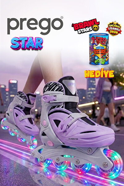 Prego Star Adjustable Numbered Lighted Children's Skates Te-201