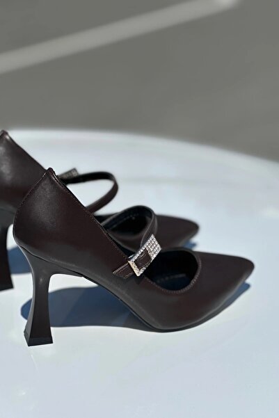 topuksarayı Women's Adel Buckled Heeled Stiletto-Brown