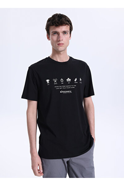 Discovery Expedition D6SM-TST3742 Siyah Bisiklet Yaka Relaxed Fit Erkek T-Shirt