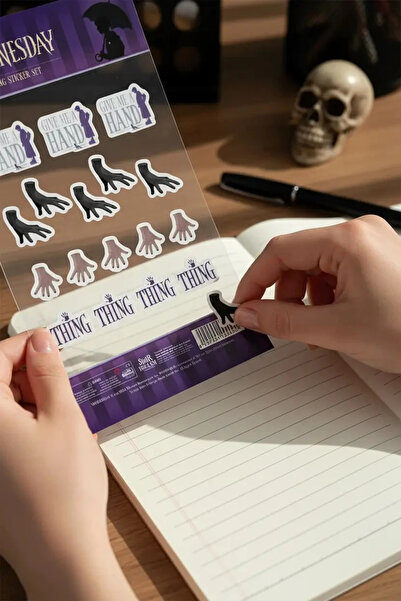 Genel Markalar Wednesday Thing Sticker Seti – Laptop ve Defter İçin Thing Kar...
