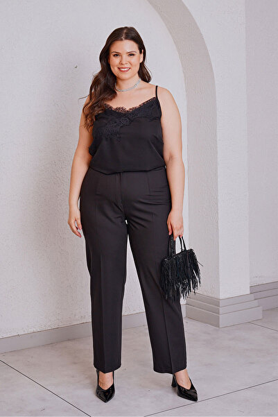 Femina PANTALONI DIN MATERIAL TEXTIL CU TALIE ÎNALTĂ ȘI TIV TIP TUB