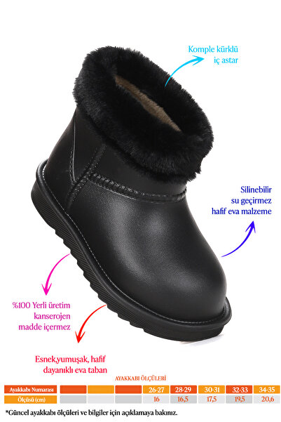 Kiko Kids Geta Su Geçirmez İçi Kürklü Kız Çocuk Eva Yağmur Kar Çizme