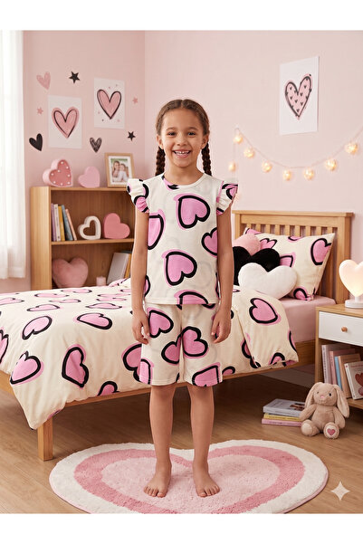 Fil Kids Set de pijamale de vară pentru fete, din bumbac, cu inimioare și mod...