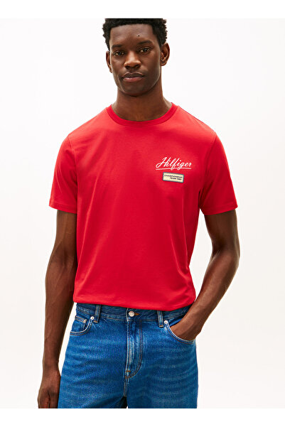Tommy Hilfiger Kırmızı Erkek Yazı Baskılı T-Shirt MW0MW41471XLD_MODERN ATH GR...