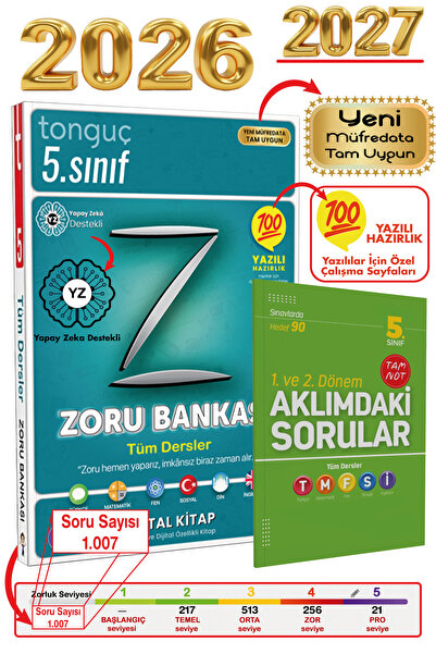 Tonguç Yayınları Tonguç 5. Sınıf Tüm Dersler Soru Bankası + Hediyeli Zoru Kit...