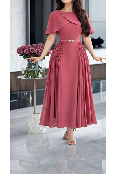 Opera Fashion فستان كريب بتطريز يدوي وكريستال وقصة كلوش