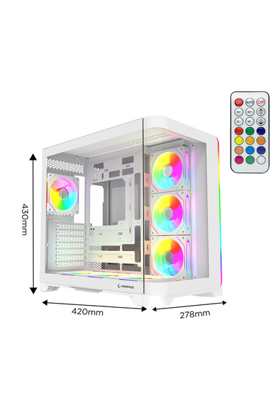 Rampage LYRON 7 ARGB Fan Kontrolcü Gaming Kasa Temperli Cam ATX Mid Tower Akv...