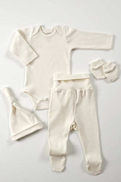 tinylamb Pure 4 Piece Baby Long Sleeve Cotton Bodysuit Pajama Set Newborn Min...