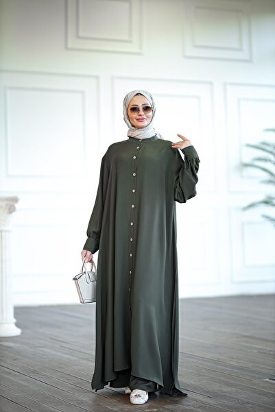 NS Moda Tesettür İnci Takım Haki-Model 576