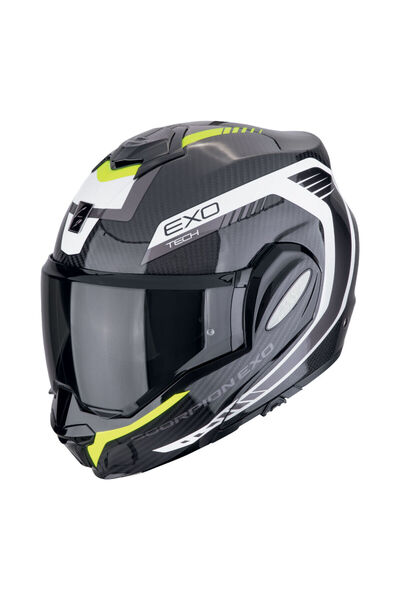 Scorpion Exo-Tech Evo Carbon Cosy Çene Açılabilir Motosiklet Kaskı Siyah Sarı