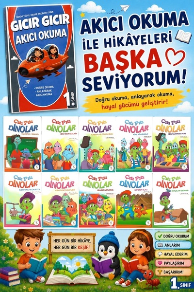5 Renk Yayınları 1 .Sınıf Tavsiyeli Okumayı Hızlandıran 11 Kitap Seti -3 (16 ...