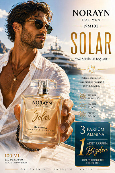 norayn Solar NM101 Erkek Parfüm 100 ml EDP - Ananas & Hindistan Cevizi Etkili...