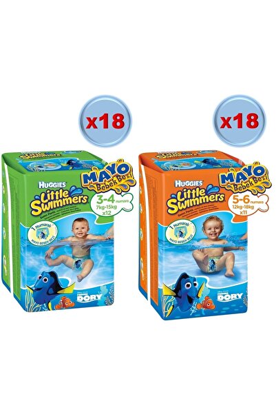 Huggies Little Swımmers Mayo Bebek Bezi Karma Koli 3-4 ve 5-6 Beden 36 Paket ...