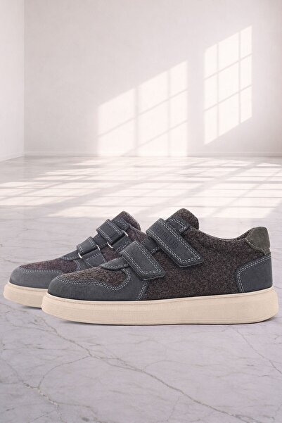Rakerplus Genuine Leather Brown Gray Velcro Light Sole Boys' Sports Shoes