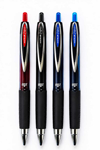 UNİ-BALL UNBALL ROLLER JELL KALEM UMN 207 ( 4LÜ SET - 2 MAVİ-1SİYAH-1KIRMIZI)