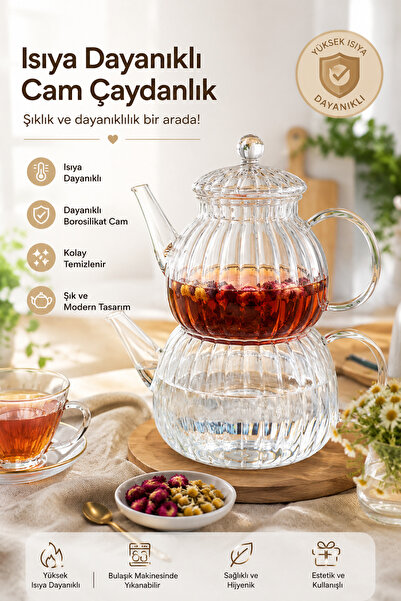 Kitchen Line Vitor Cam Çaydanlık Cam Isıya Dayanıklı Cam