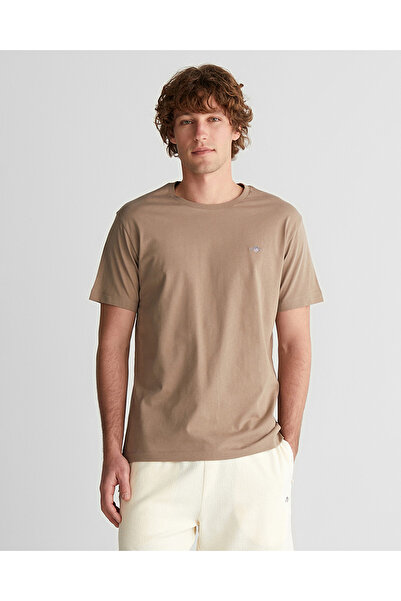 Gant Erkek Kahverengi Regular Fit Bisiklet Yaka Logolu T-Shirt