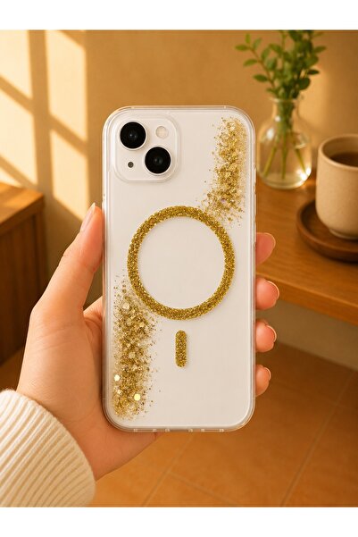 3GEN CASE iPhone 13-iPhone 14 Uyumlu Glitter Simli Detaylı Kablosuz Şarj Dest...