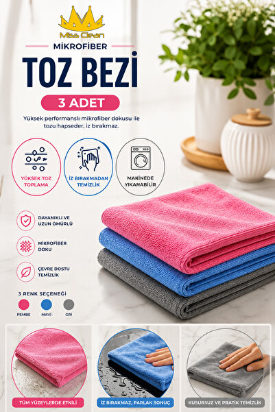 Miss Clean ( 3 Adet ) Sihirli Toz Bezi 40/40 Cm