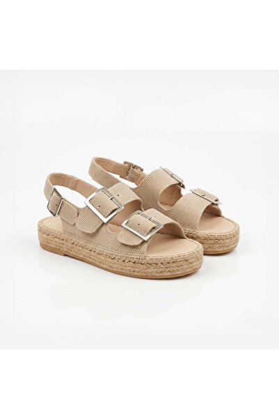 SİBA SHOES Capella Two-Strap Adjustable Buckle Beige Women's Sandals
