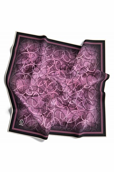 VİOLLA Kristal Geometrik Desenli Lila Renkli 90x90 Eşarp (İpek İçermez) Kenar...