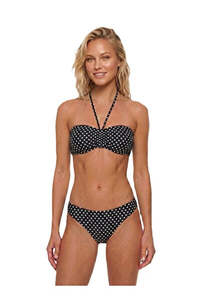 Donnita Donlaritta Women's Ribbed Drawstring Detailed Halter Neck Strapless B...